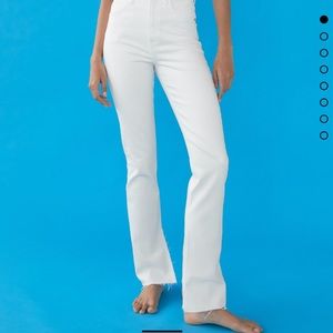 ZARA Slim Flared High Rise White Jeans